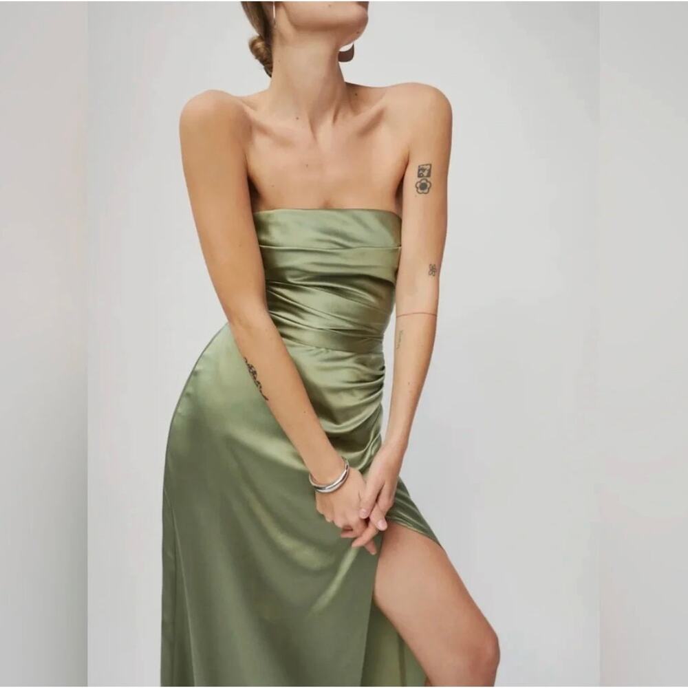 NWT Reformation Barrow 100% Silk Dress Size 6 Green formal evening gown women